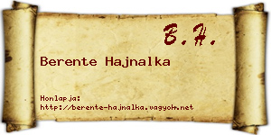 Berente Hajnalka névjegykártya